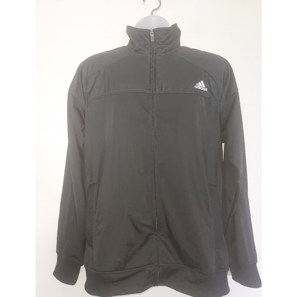 Adidas Mens Athletic Jacket Large Full Zip Long Sleeve Golf Outdoor Black - Picture 1 of 11